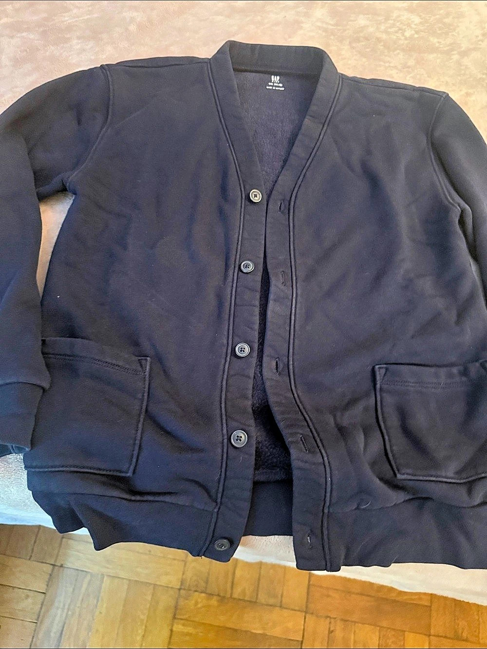 Gap Fleece Cardigan Sweater Black Button-Front Jacket